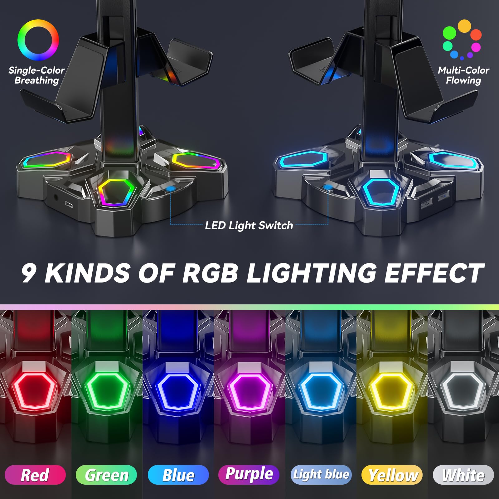 Game Controller RGB Headphone Stand - Designmycraft