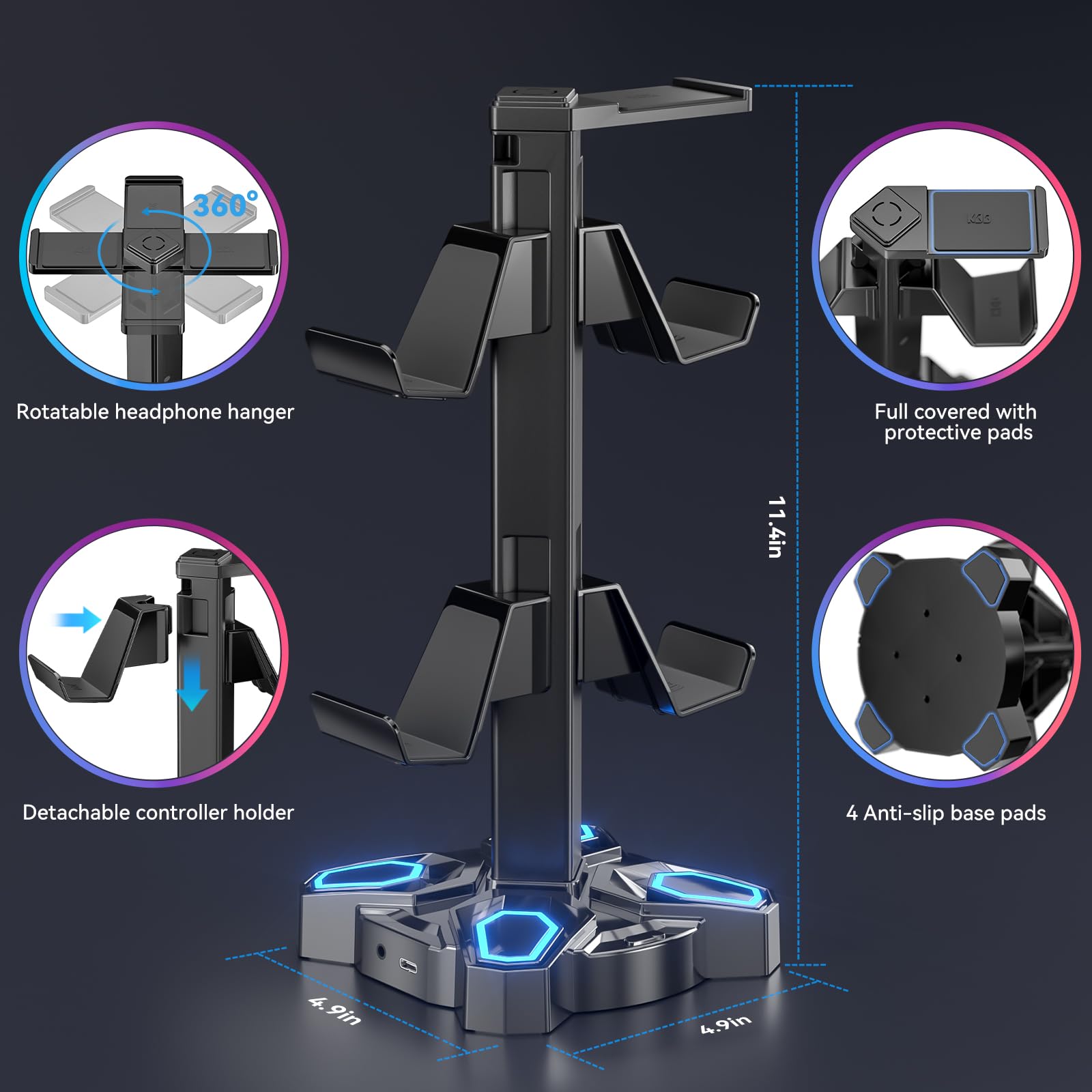 Game Controller RGB Headphone Stand - Designmycraft