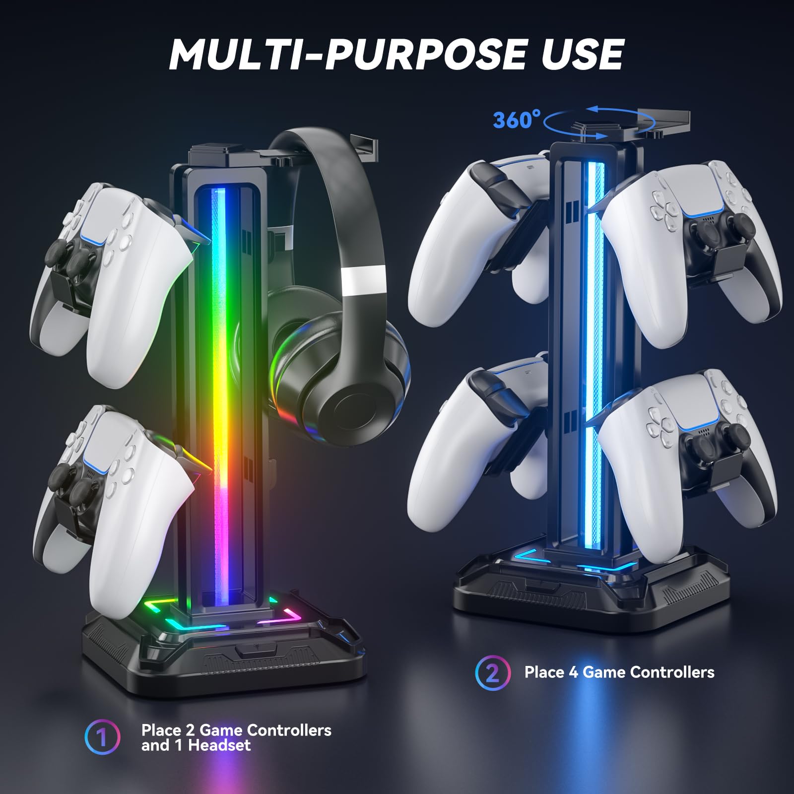 RGB desktop game controller headphone stand - Designmycraft