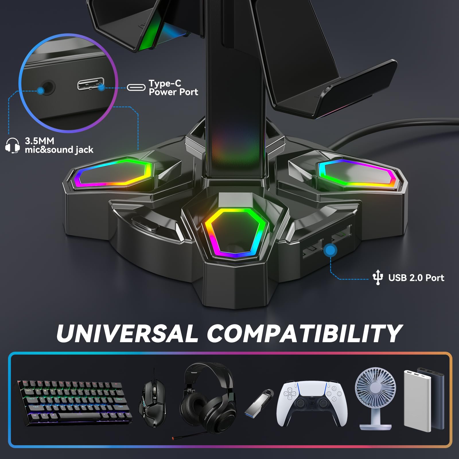 Game Controller RGB Headphone Stand - Designmycraft